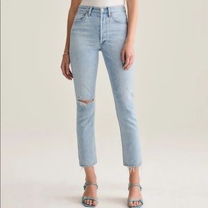 NWT AGOLDE Riley High Rise Straight Crop in Shatter 25